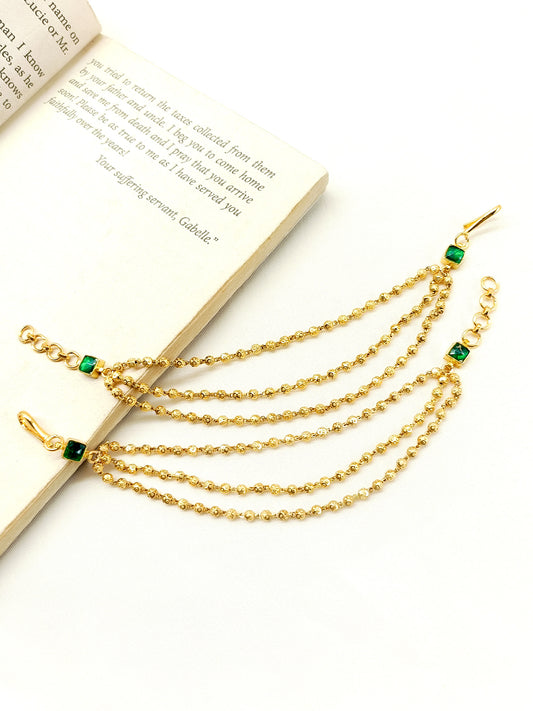 Triambika Green Traditional Ear Chain