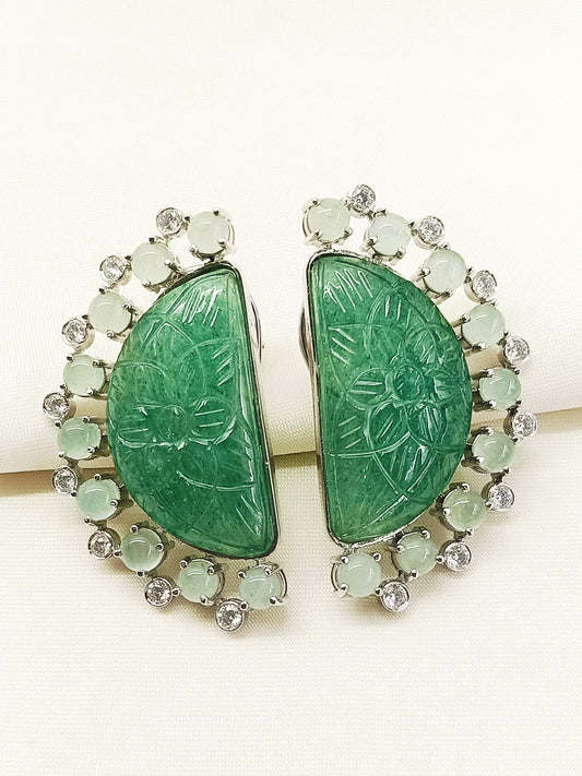 Dhanya Mint Green 92.5 Silver Natural Stone Tops