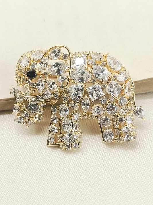 Shaurya Black Elephant Brooch