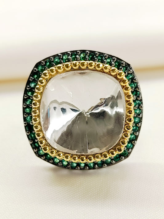 Rasiya Green Victorian Finger Ring