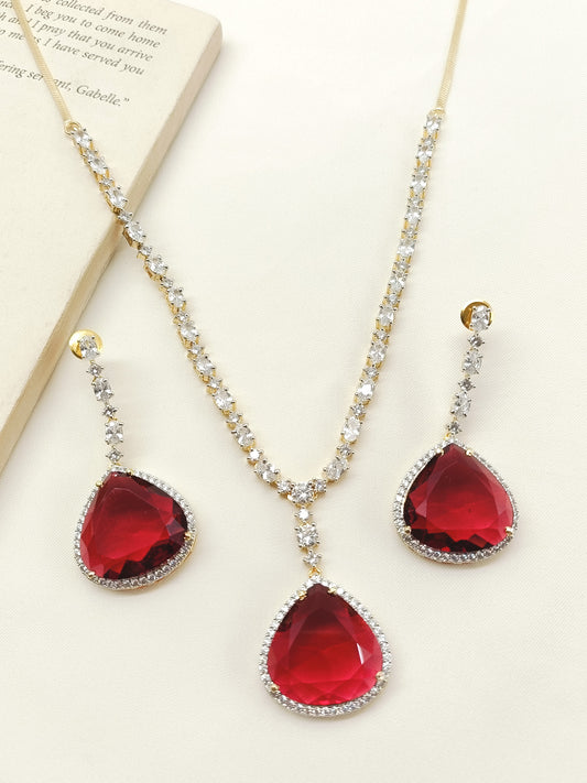 Stella Ruby American Diamond Necklace Set