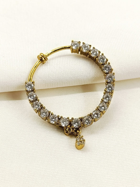 Lakhta White American Diamond Nath