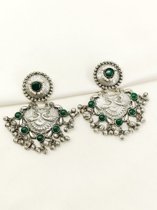 Nitisha Green Oxidized Earring