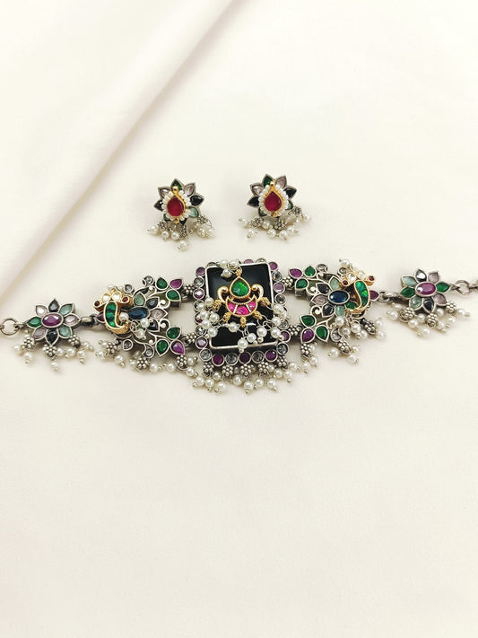 Vasuda Multi Colour Oxidized Choker Set