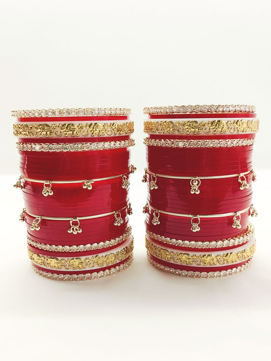 Rudrakshi Traditional Red Punjabi Chura
