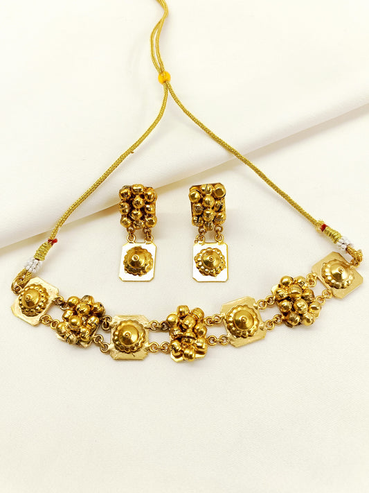 Salma Golden Ghungroo Oxidized Choker Set