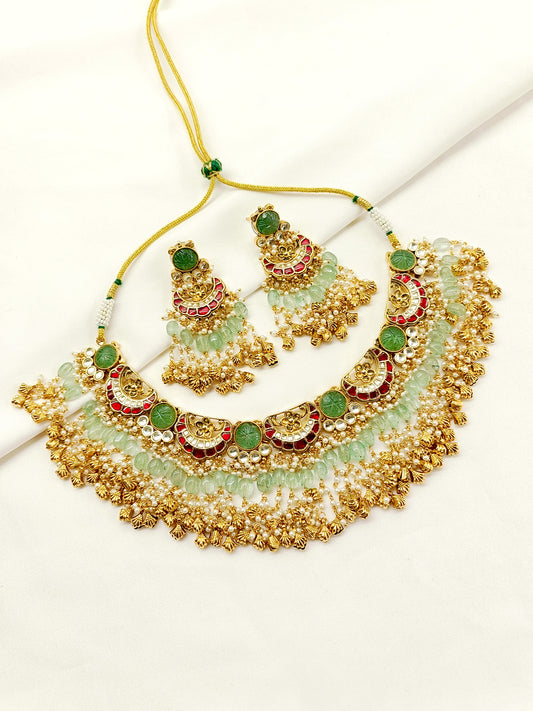 Sanchi Mint Green Kundan Set