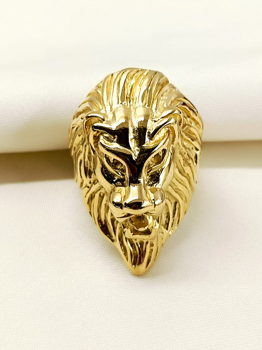 Pratvik King Lion Gold Men's Finger Ring