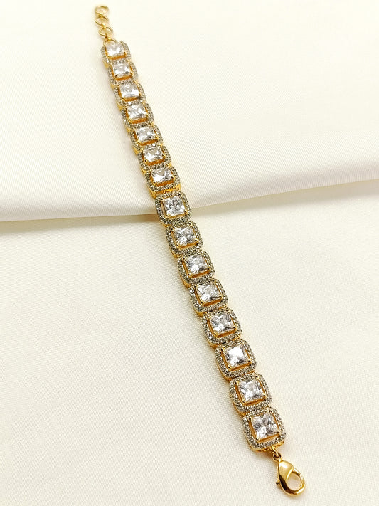 Vandita American Diamond Gold Plated Flexible Bracelet