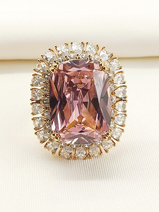 Ruhana Baby Pink American Diamond Finger Ring