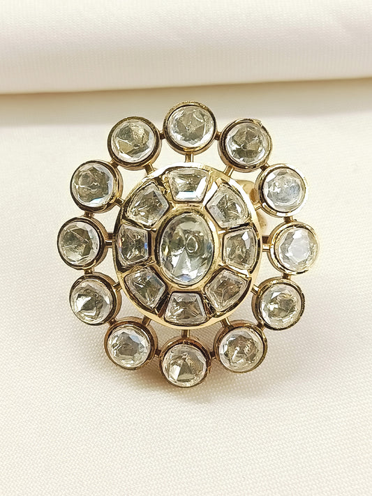 Madhurya White Kundan Finger Ring