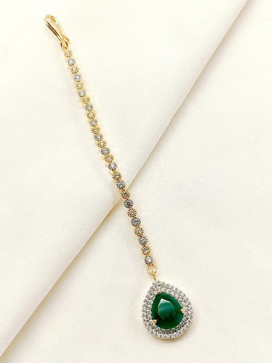 Bhavyata Green American Diamond Teeka