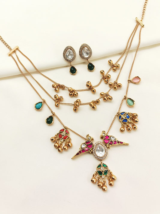Riffat Multi Colour Kundan Necklace Set