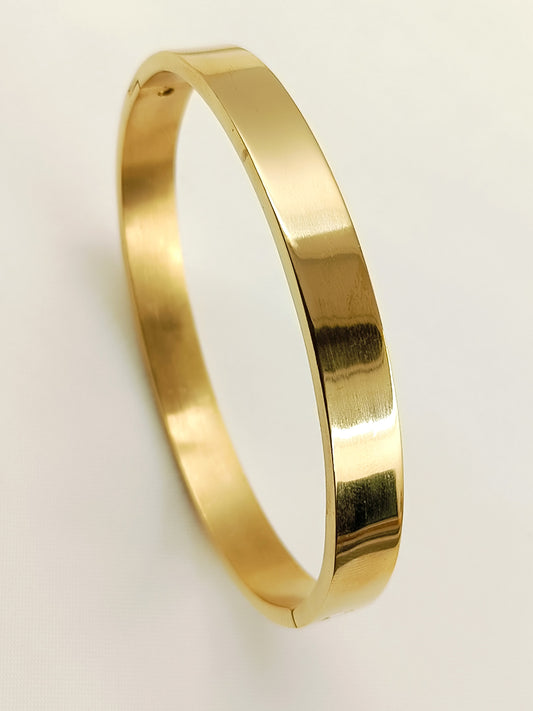 Arjan Golden Wide Gold Hinged Men's Bracelet