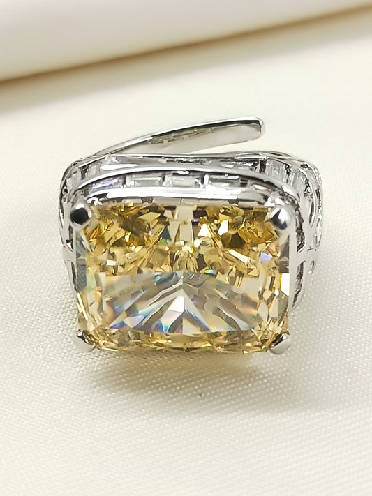 Gerbera Yellow American Diamond Finger Ring