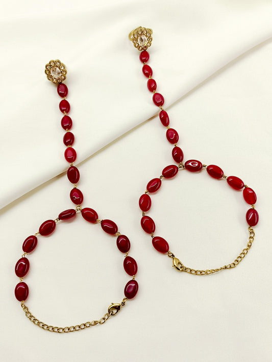 Devanshi Ruby Polki Hathphool Set Of 2