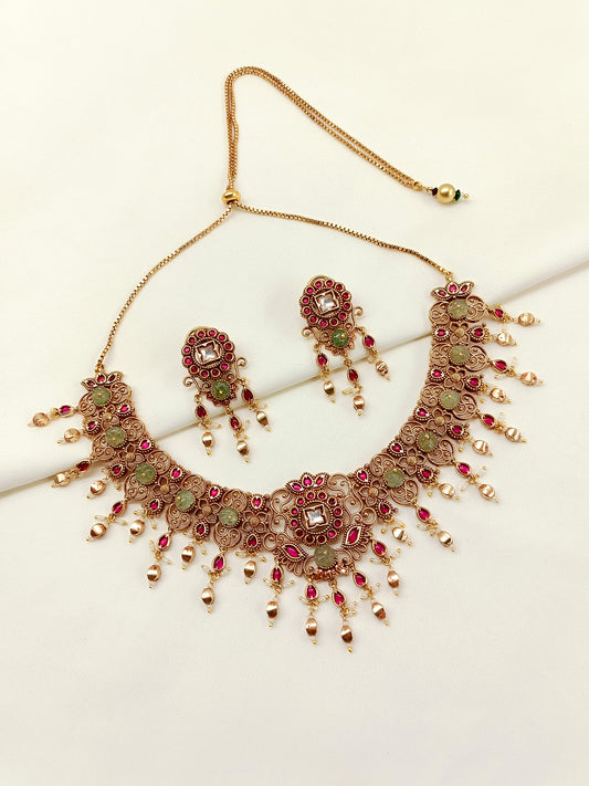 Revti Mint Green Kundan Necklace Set