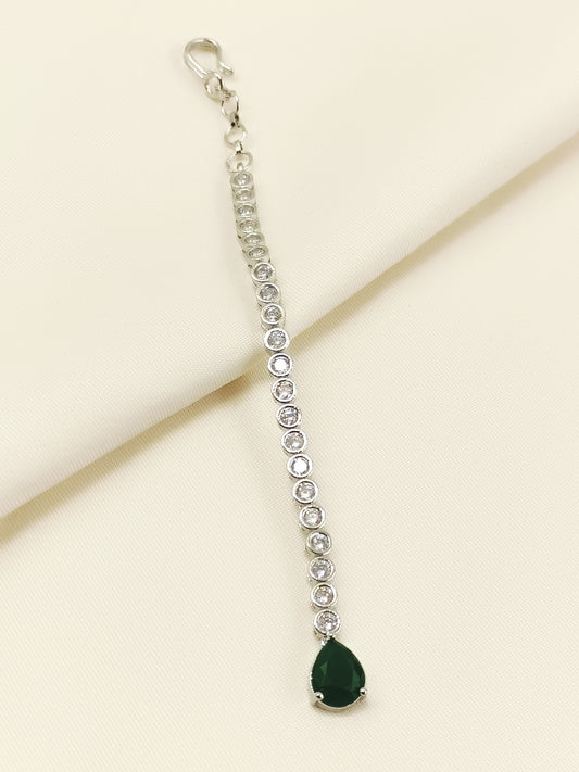 Maadri Green American Diamond Teeka