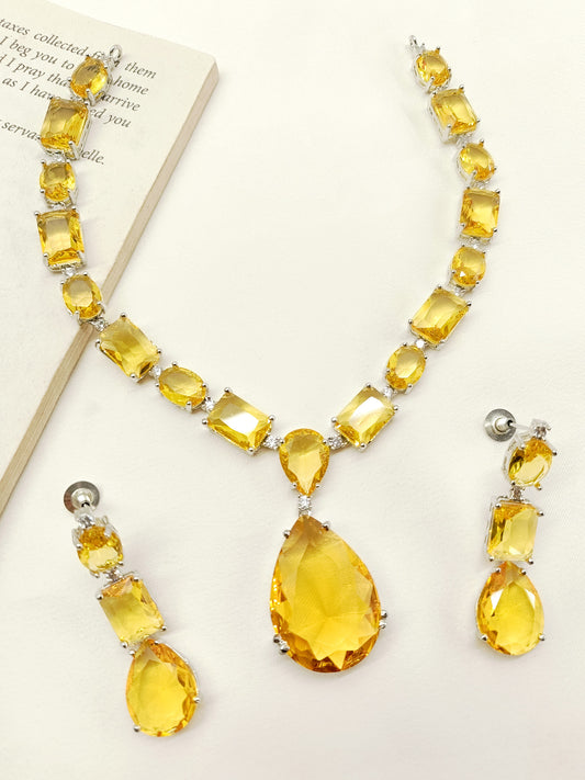 Shishika Yellow Swarovski Stone Necklace Set
