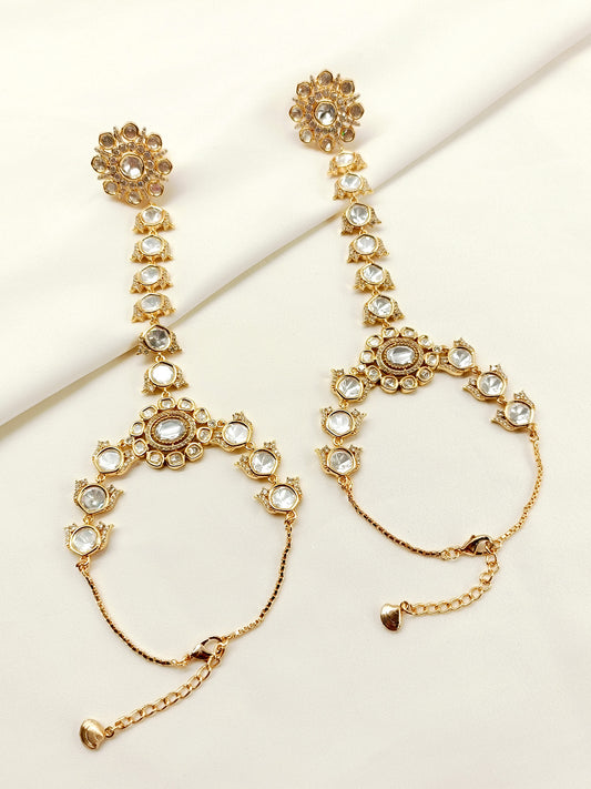 Chitrangana White Kundan Hathphool Set Of 2