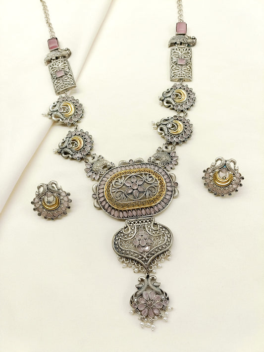 Antara Pink Oxidized Necklace Set