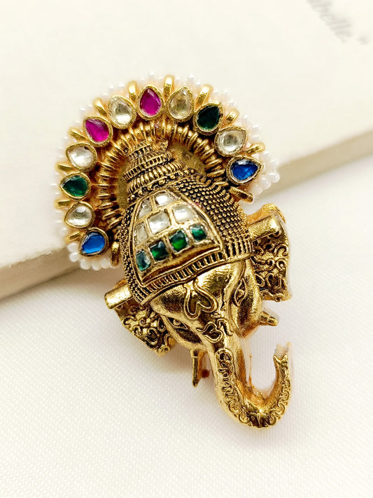 Dhuni Multi Colour Ganesh Ji Brooch