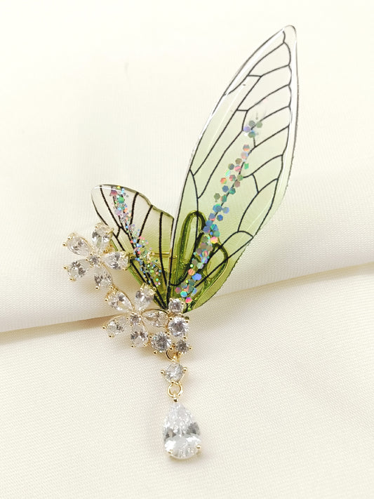 Uzma Green Butterfly Brooch