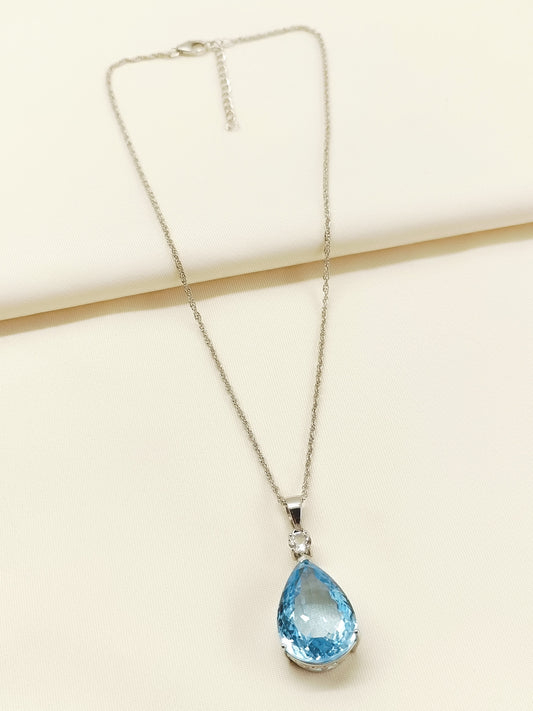 Genevieve Blue 92.5 Silver Topaz Gemstone Pendal