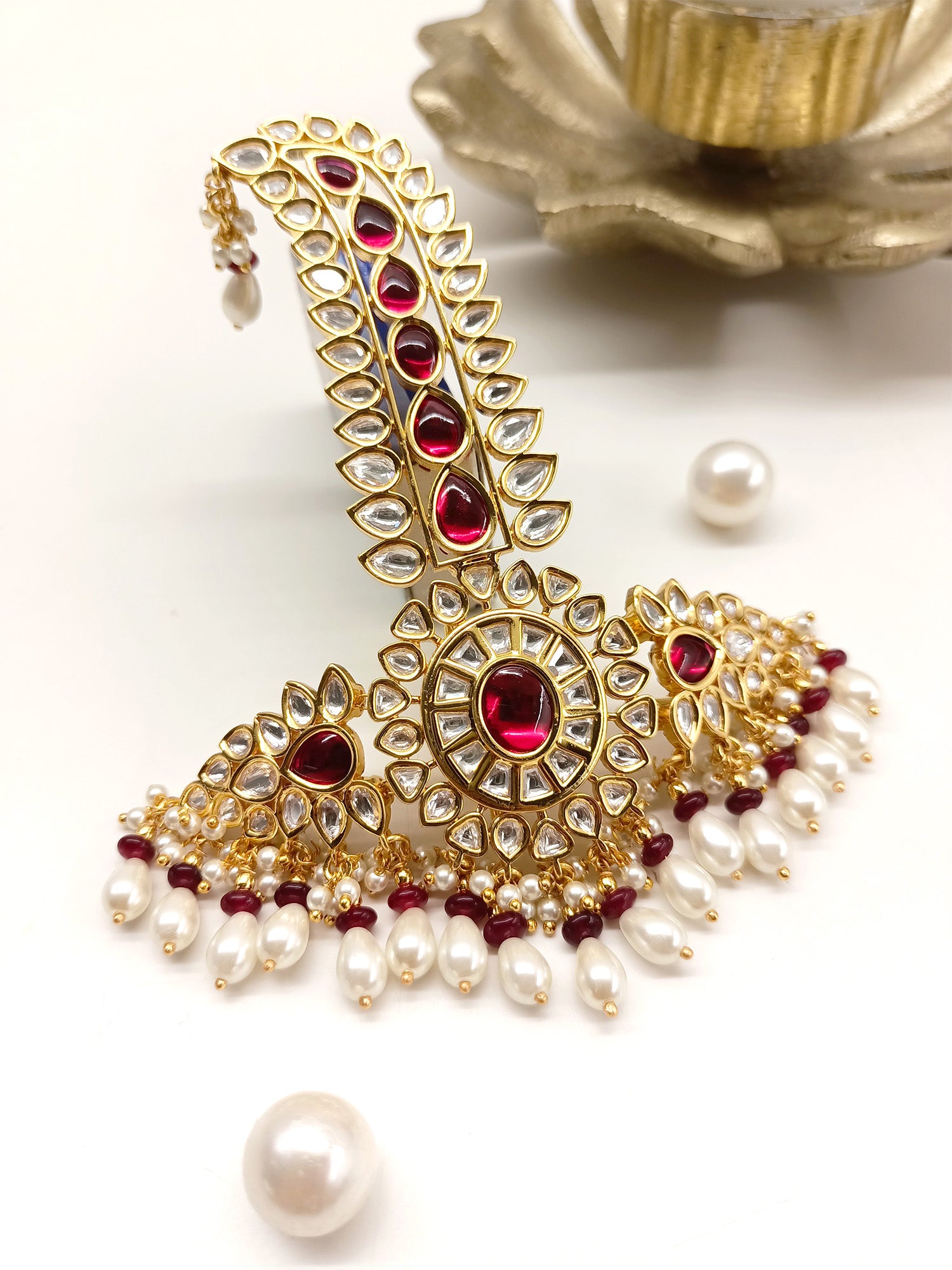 Aayush Maroon Kundan Dulha Kalgi – AG'S - Main Image