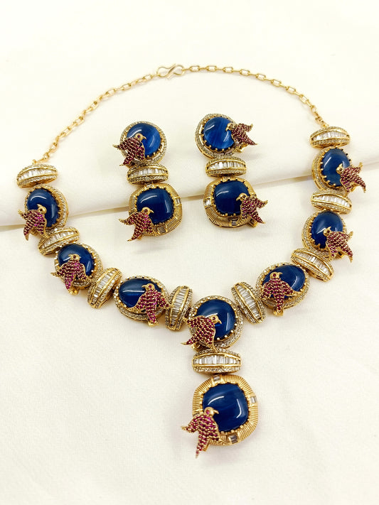 Ganishka Blue Boutique Necklace Set