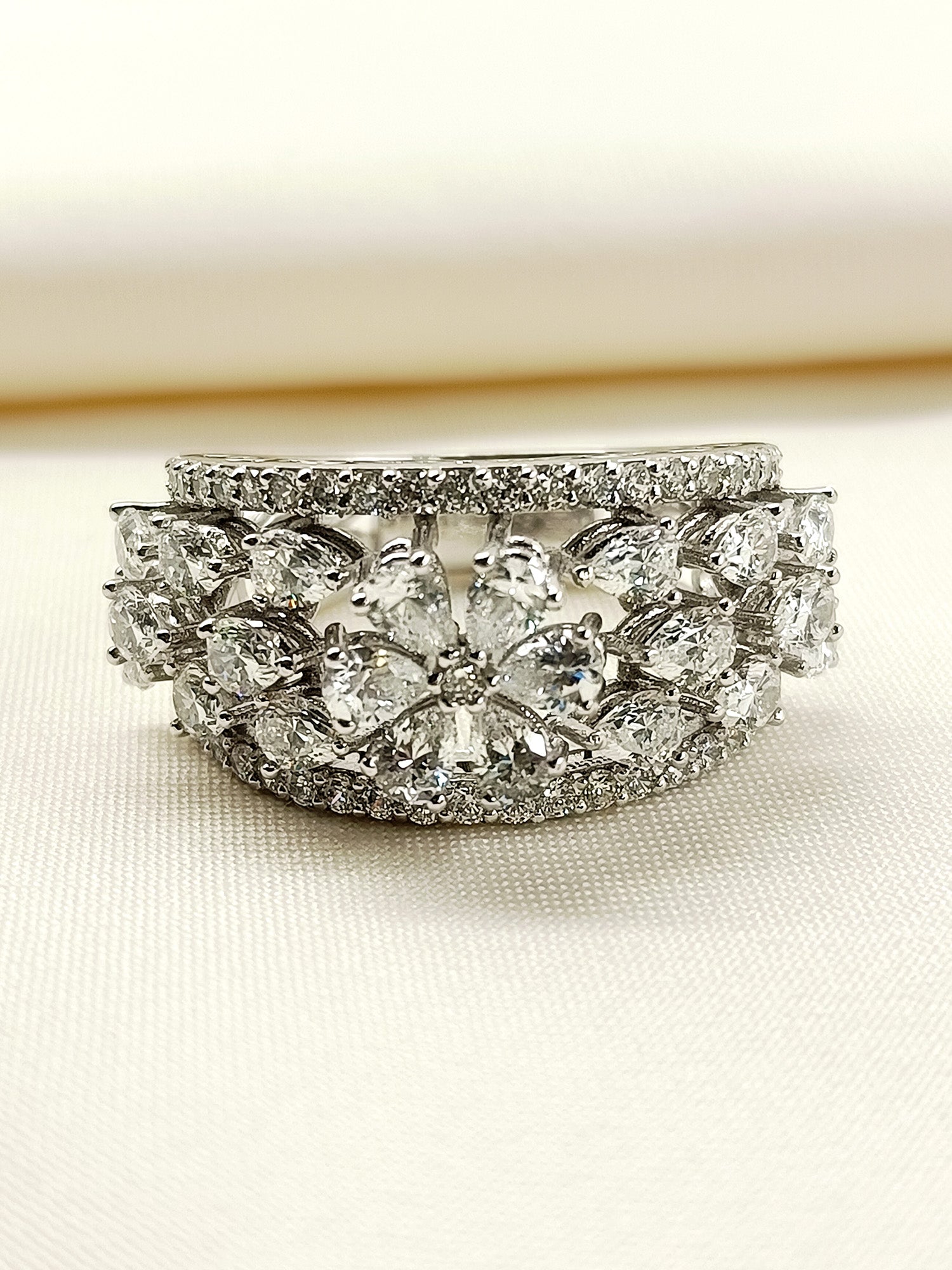 Rijul Silver Swarovski Stone Finger Ring