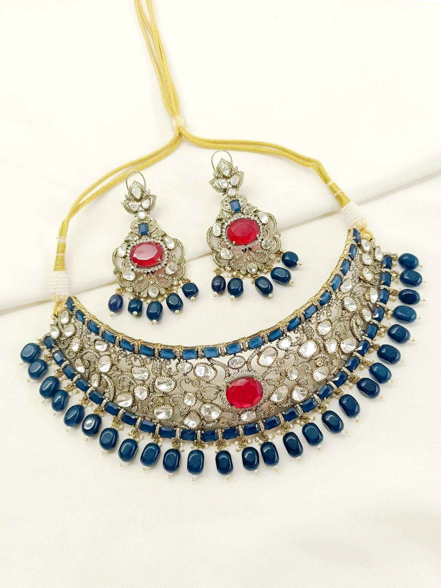Sheetal Blue Victorian Choker Set