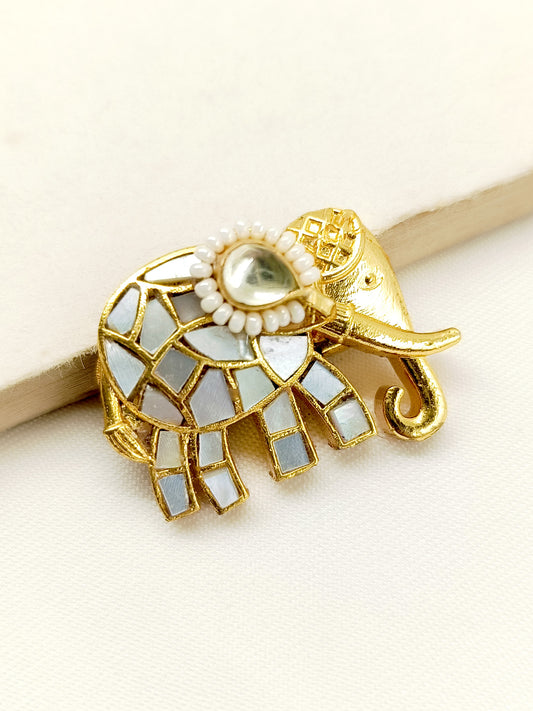 Satrupa White Elephant Brooch