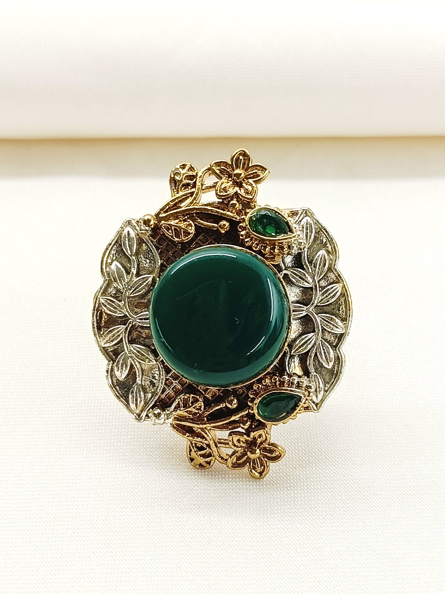 Bhaswati Green Oxidized Finger Ring
