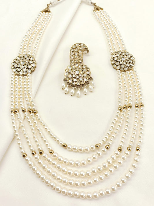 Ankit Groom Mala And Kalgi In White Pearl