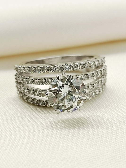 Ruheen 92.5 Silver Swarovski Stone Finger Ring