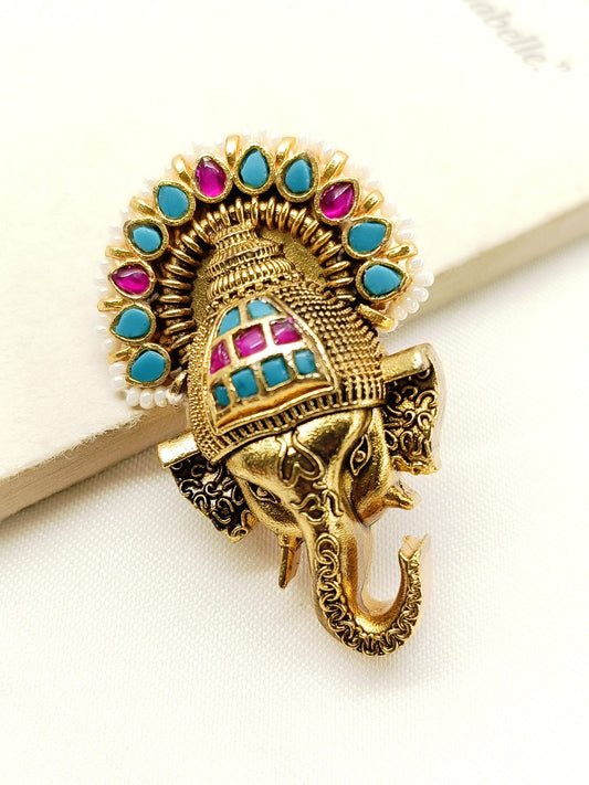 Swaaria Multi Colour Ganesh Ji Brooch