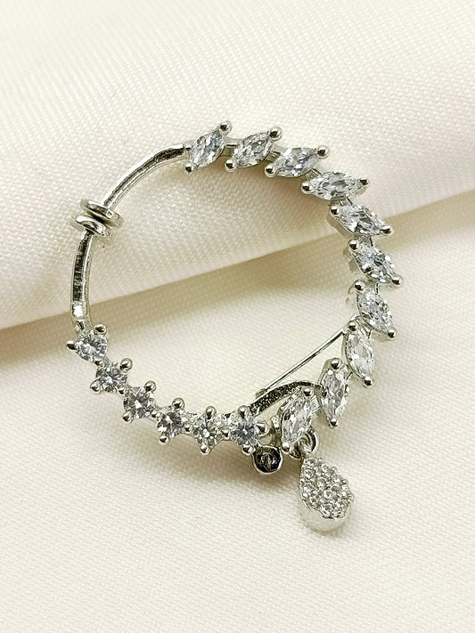 Aparna Silver American Diamond Nosering