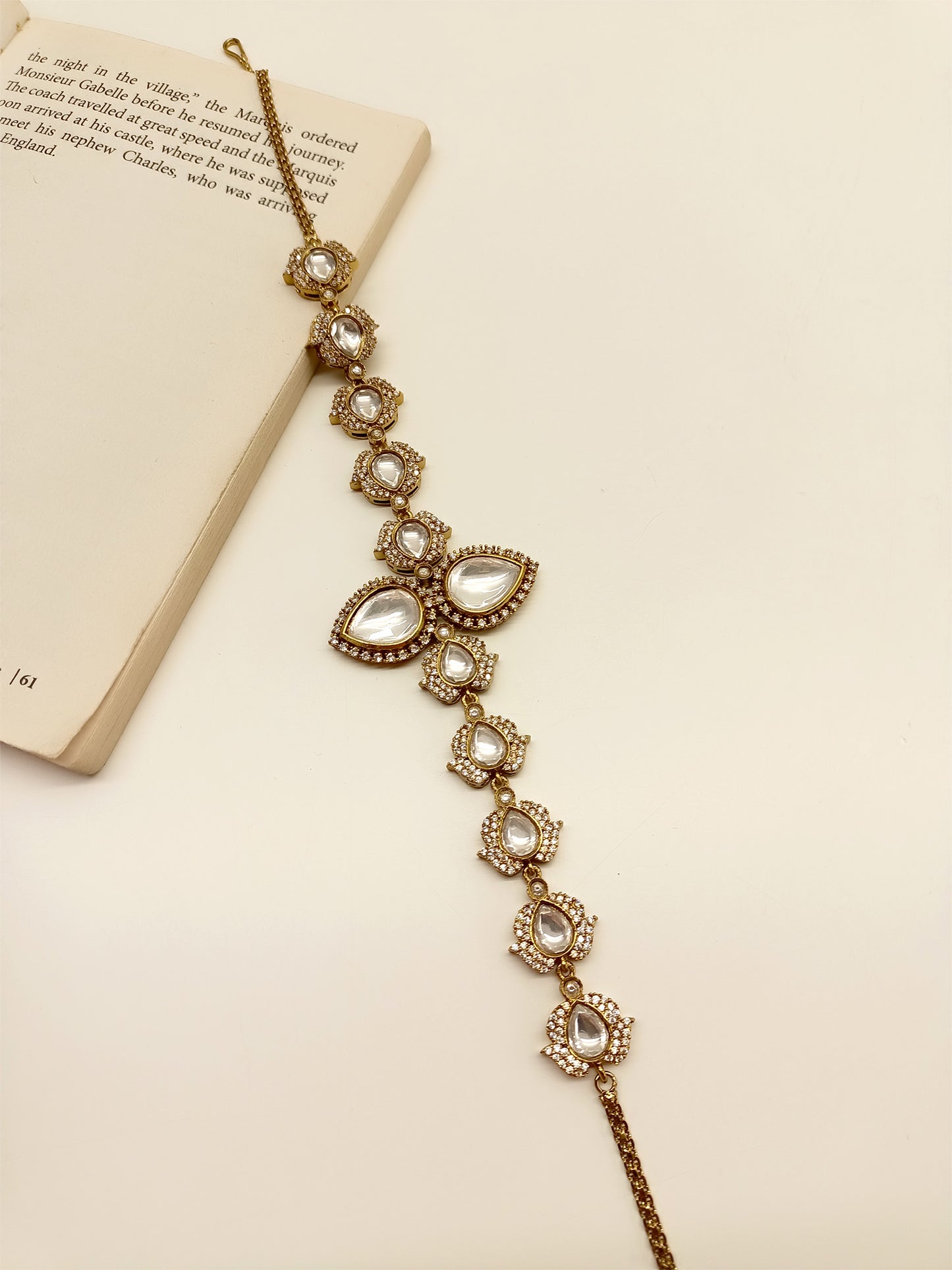 Danam White Diamond Polki Sheeshpatti