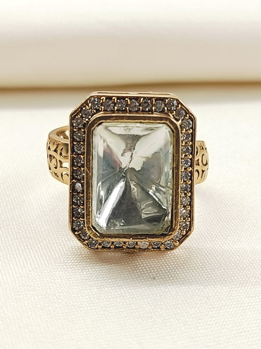 Rajeshwari White Antique Finger Ring