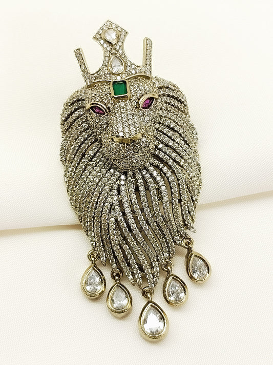 Aarush Green Lion Brooch