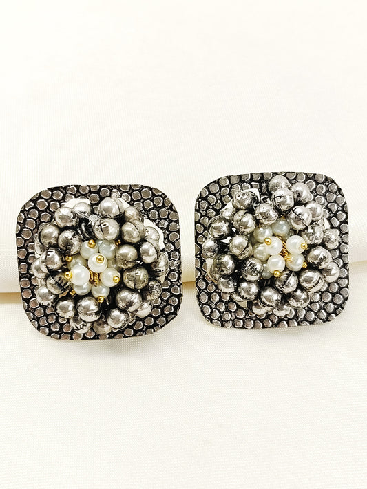 Rishita White Pearl Oxidized Tops