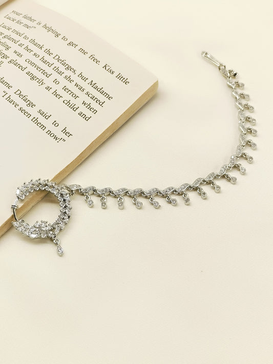 Gunjan White American Diamond Nath