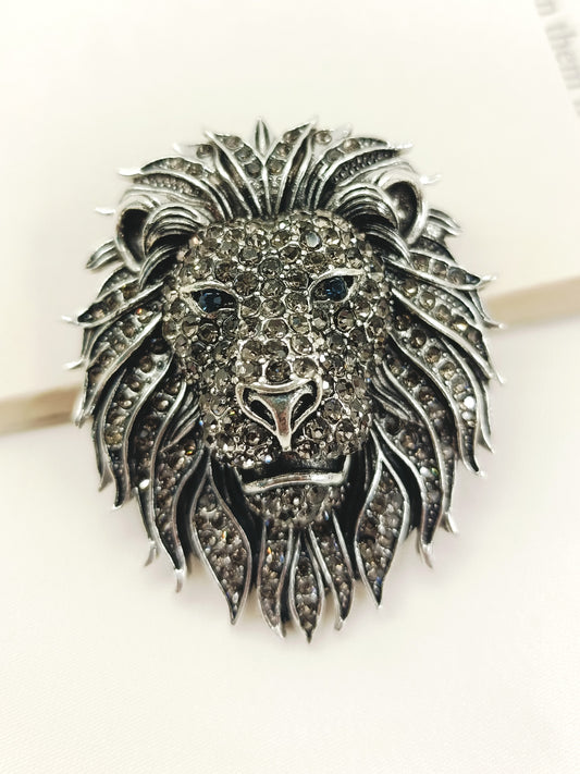 Raghav Silver Lion Men's Brooch