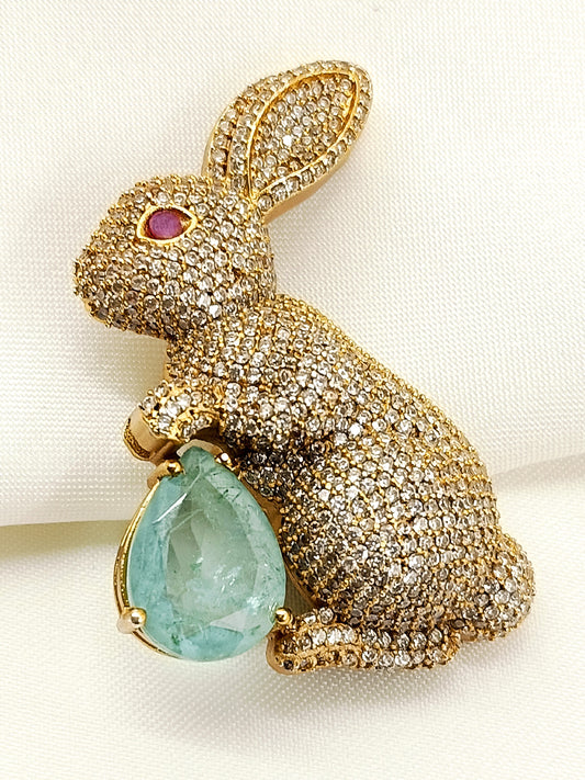 Ashok Mint Green Rabbit Men's Brooch