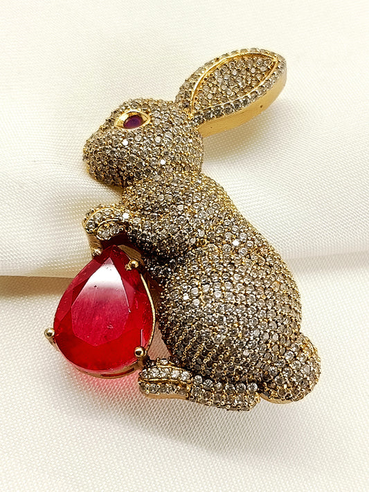 Avyan Red Rabbit Men's Brooch