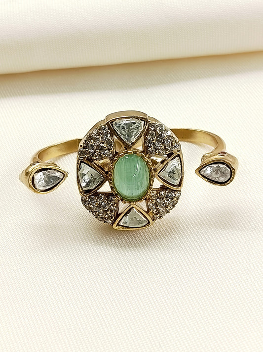 Floren Mint Green American Diamond Finger Ring