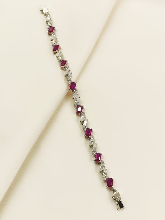 Chahana Ruby 92.5 Silver Swarovski Stone Bracelet