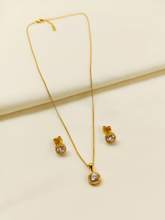 Ishmita 92.5 Silver Swarovski Stone Pendant Set