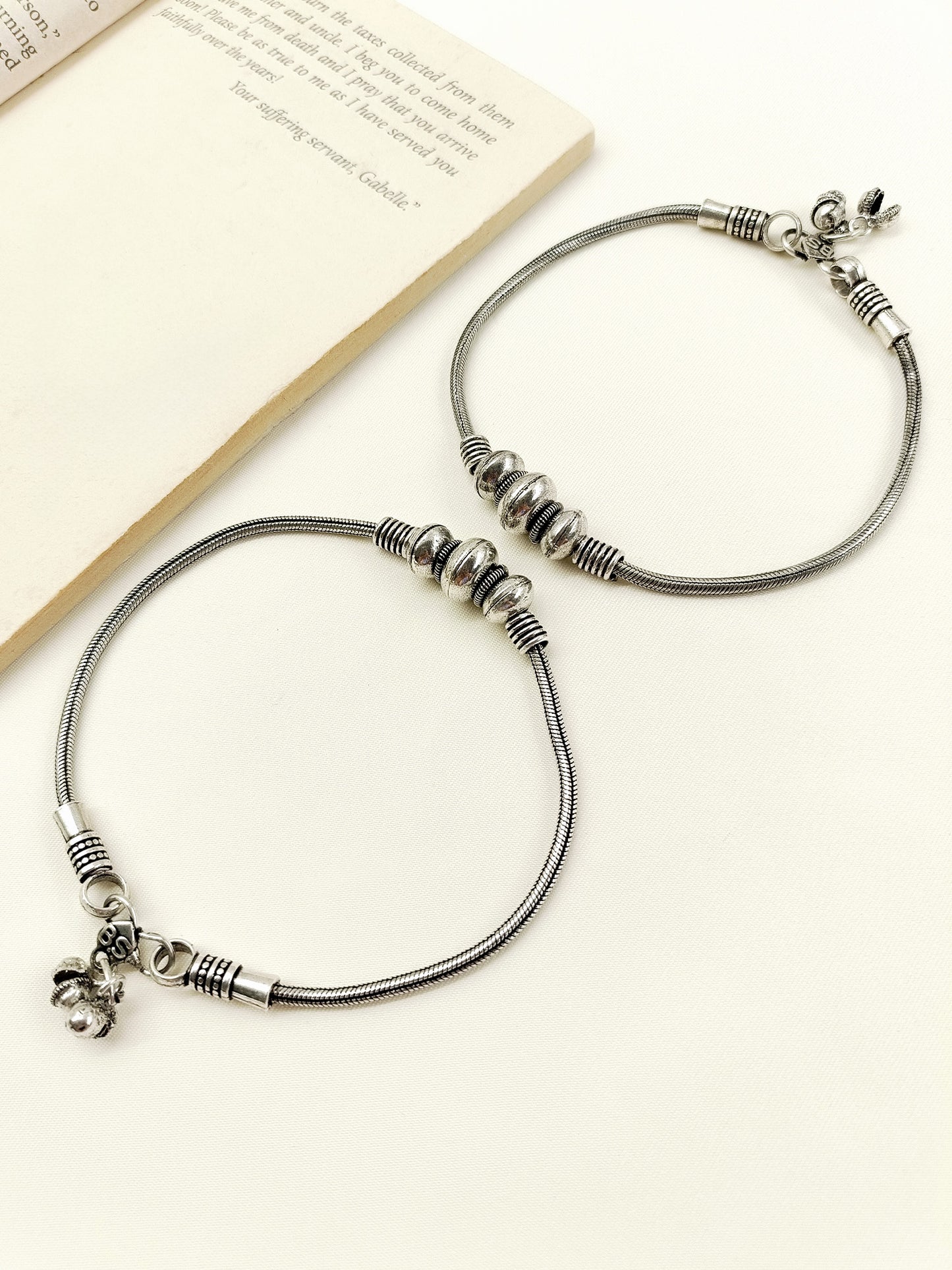 Chetna Plain Oxidized Anklets